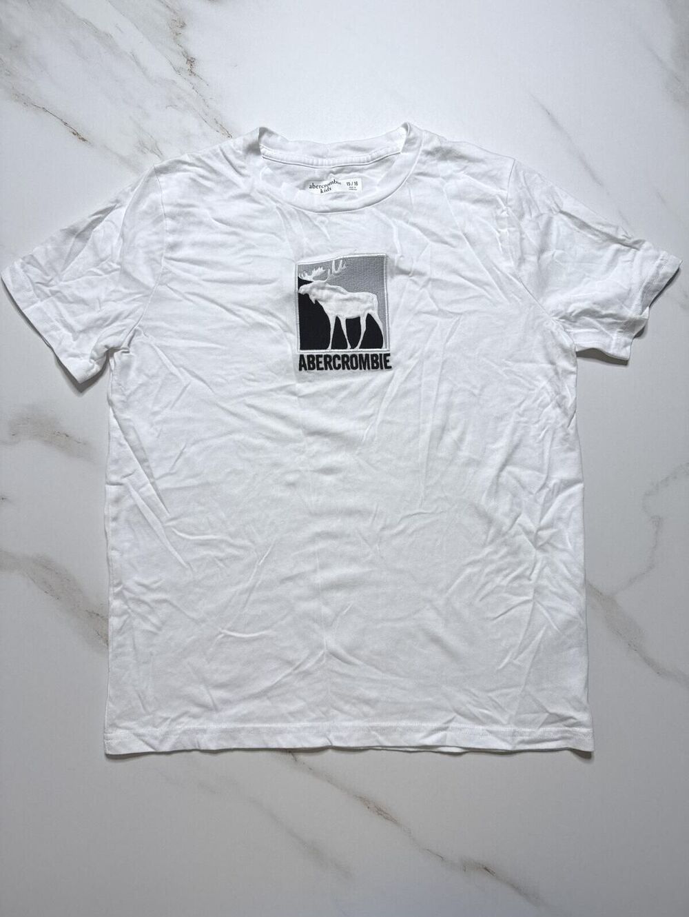 Abercrombie Kids White Logo T Shirt - Boys 15/16